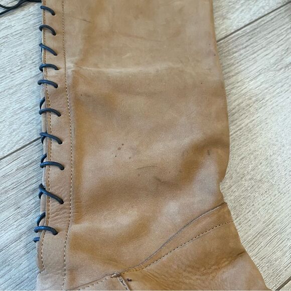Sundance At A Glance Tan Suede Leather Lace Up Knee High Boot Size 36/5.5-6 - Picture 3 of 9